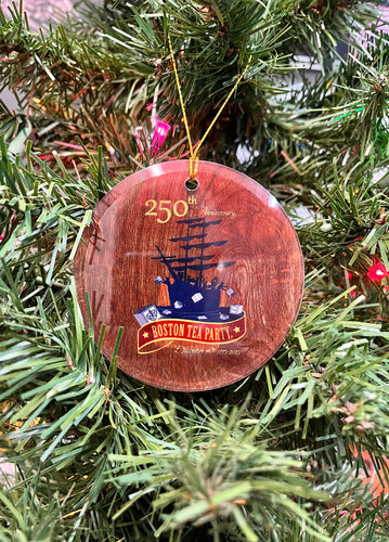 250th Anniversary Wooden Round Holiday Ornament
