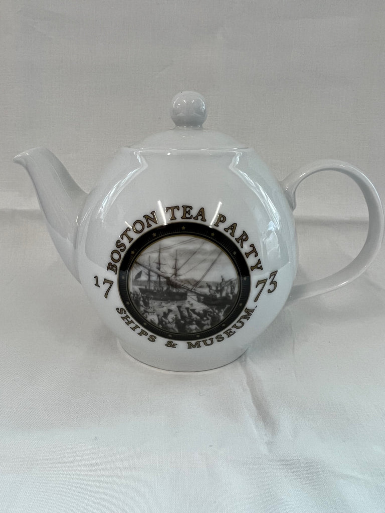 Destruction of the Tea Round Tea Pot Large Boston Tea Party Museum