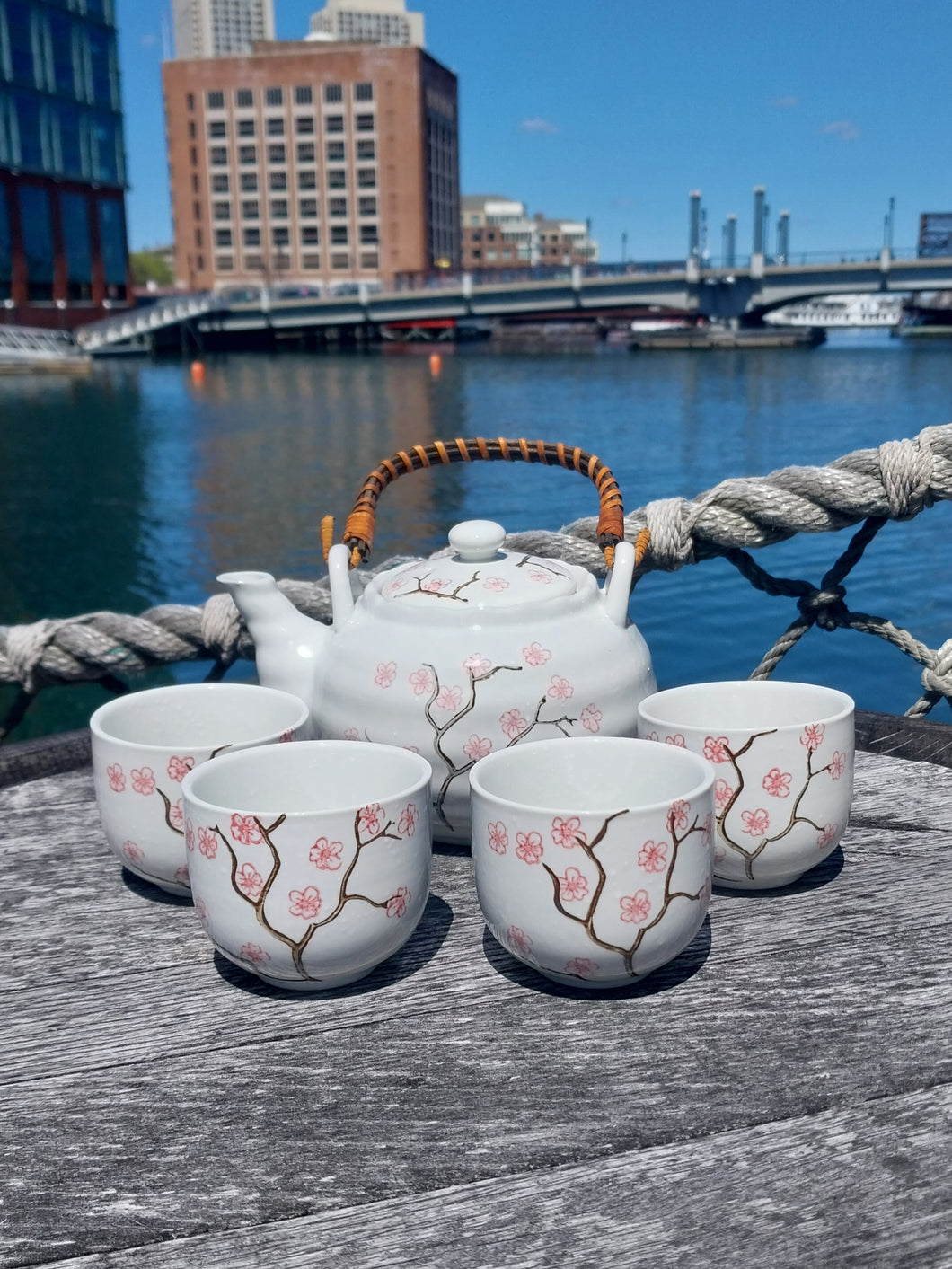 Japanese style Tea Set w/ Sakura Leaves