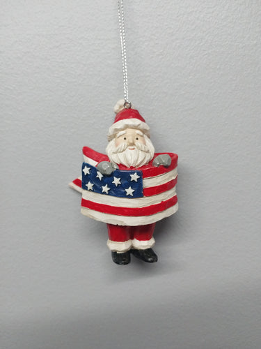 Santa American Flag Ornament