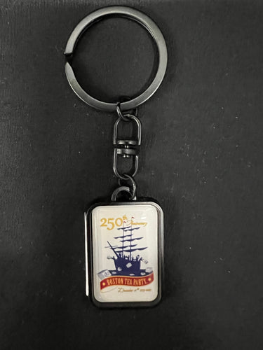 250th Black Metal Boston Tea Party Keychain