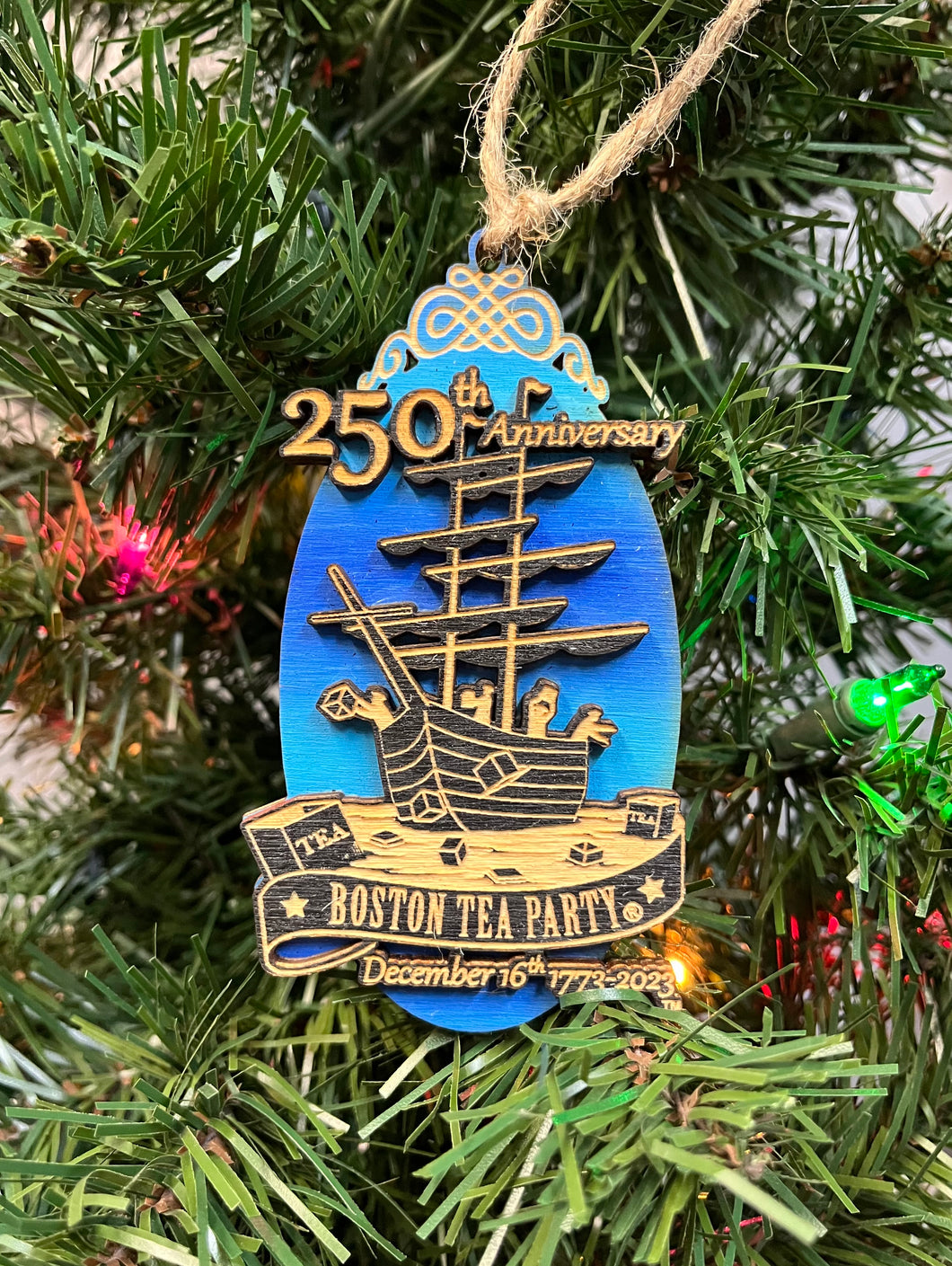 250th Anniversary holiday Ornament - blue oval