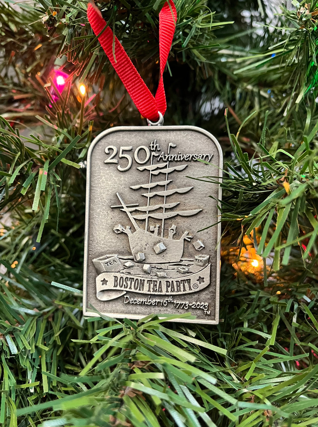 250th Anniversary pewter holiday ornament