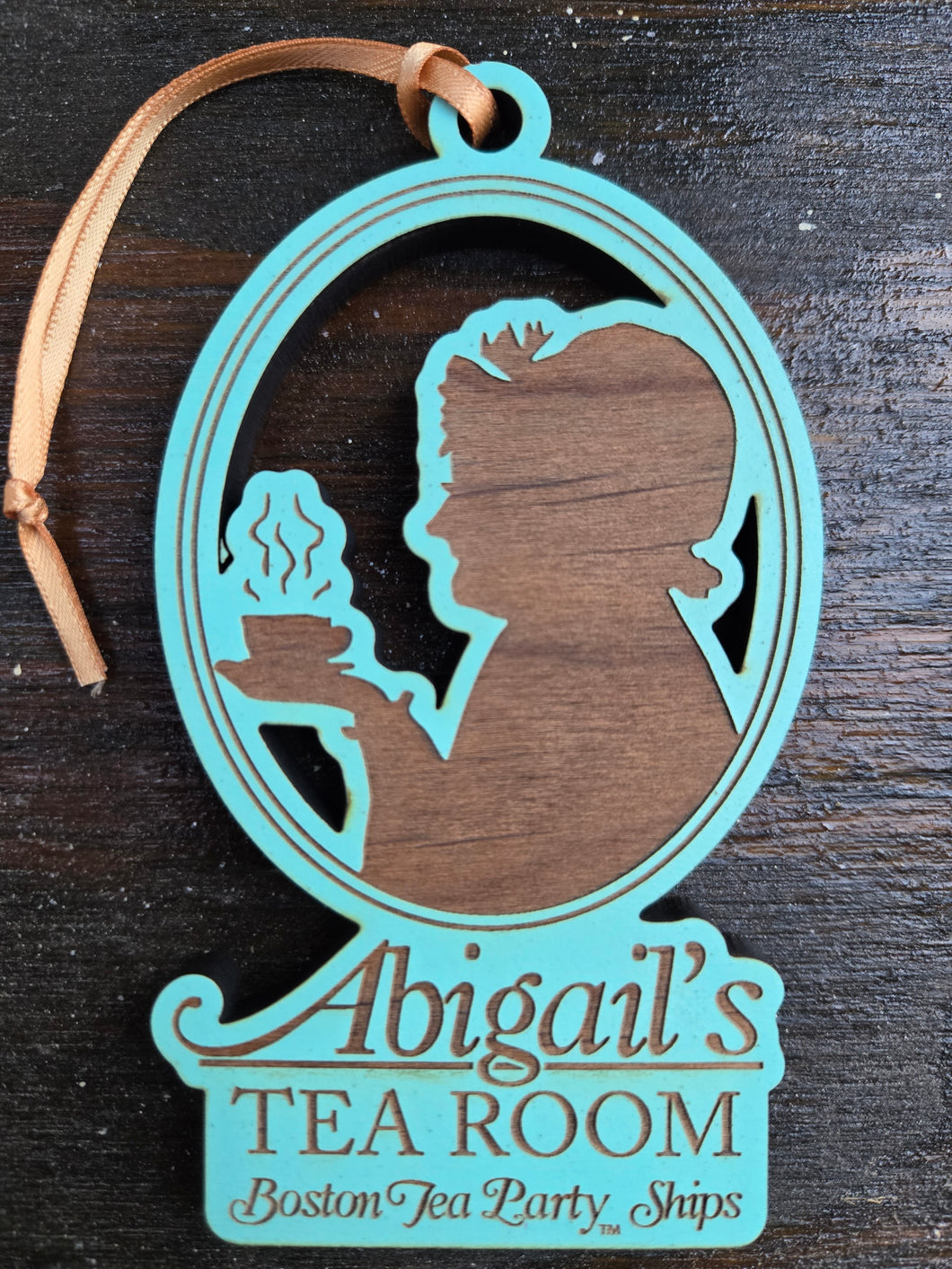 Aqua Abigail's Tea Room Holiday Ornament