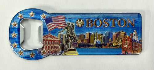 Boston Barnwood Collage Bottle Opener Magnet
