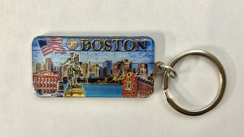 Boston Barnwood Collage Keychain