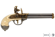 Replica Italian Flintlock Pistol with 3 Barrels