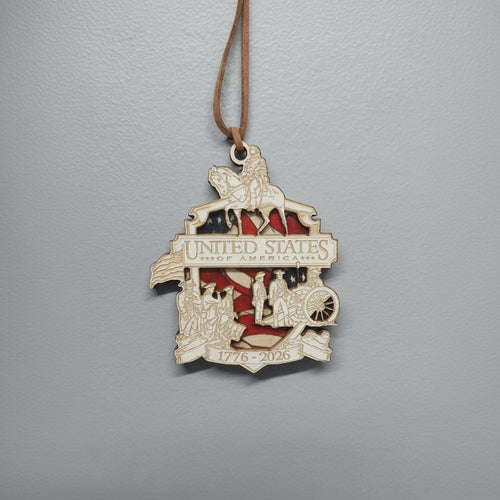 Wooden American 250th Anniversary Ornament