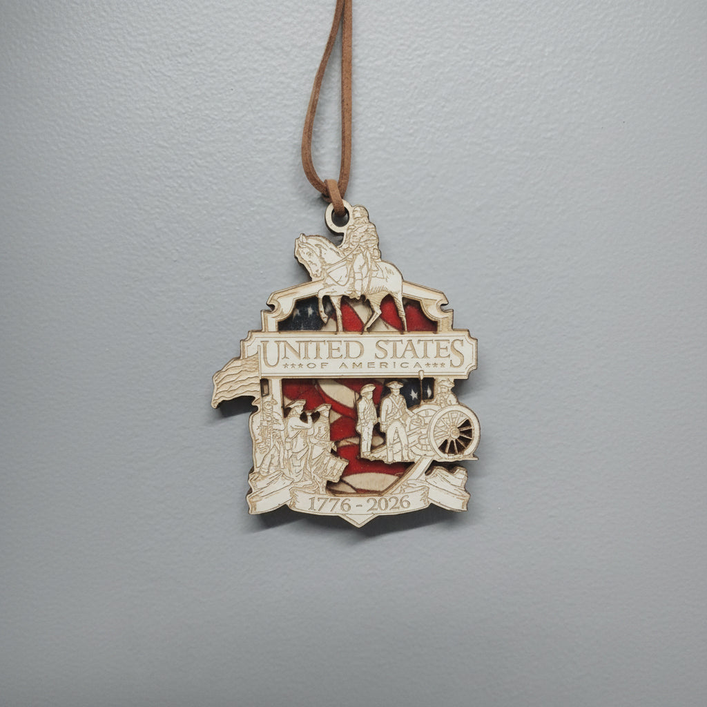 Wooden American 250th Anniversary Ornament