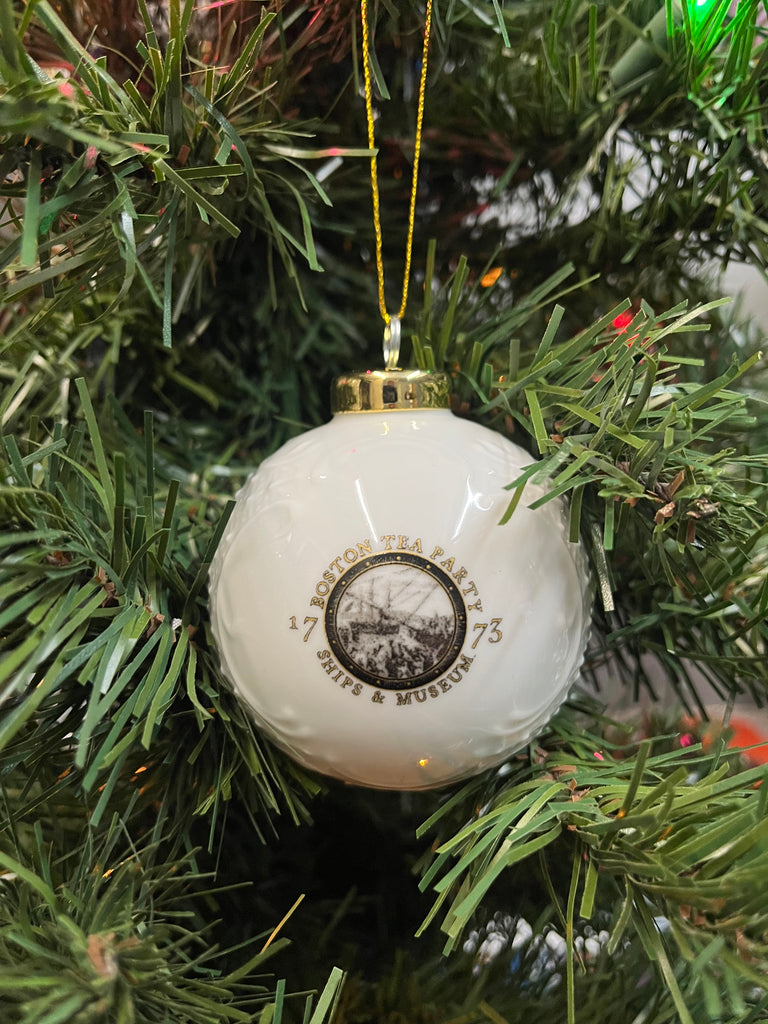 1773 White Globe Ornament Boston Tea Party Museum Gift Shop