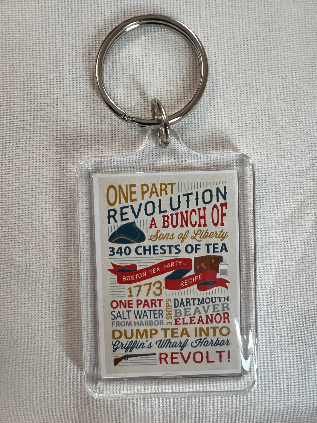 Recipe for a Boston Tea Party Typography Keychain