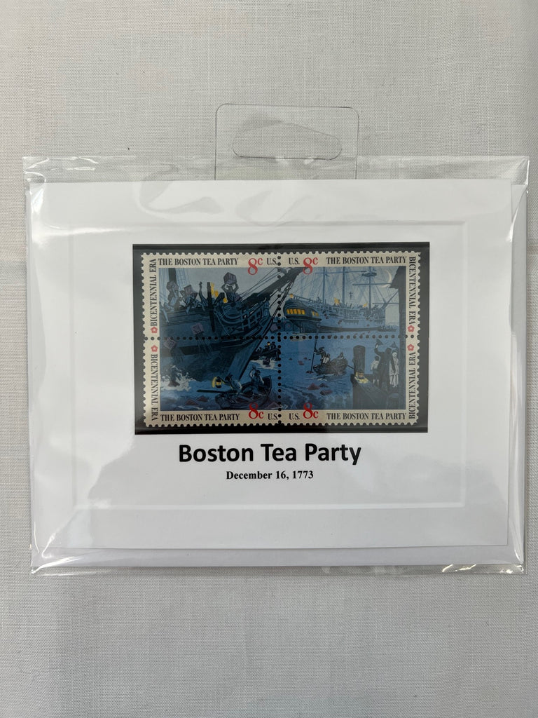 1973 Bicentennial Stamp Postcard Boston Tea Party Museum Gift Shop