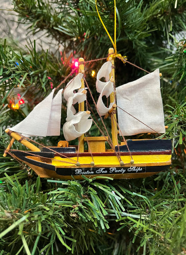 Tea Ship wooden Holiday Ornament