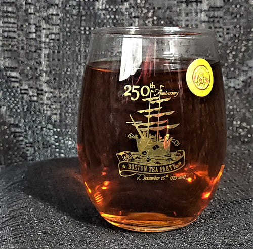 250th Stemless Wine Glass Gold